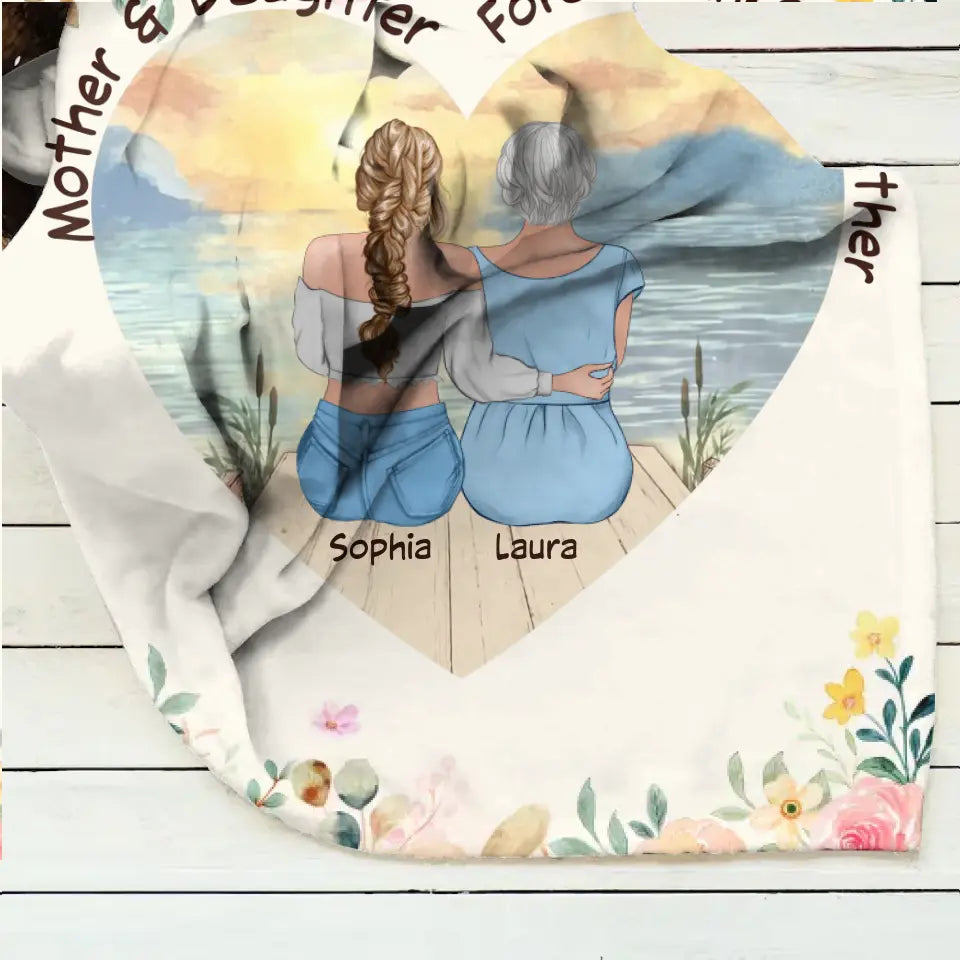Personalized Mom & Daughter Quilt/Fleece Throw Blanket - Mother's Day Gift Idea To Mom - Mother & Daughter Forever Linked Together