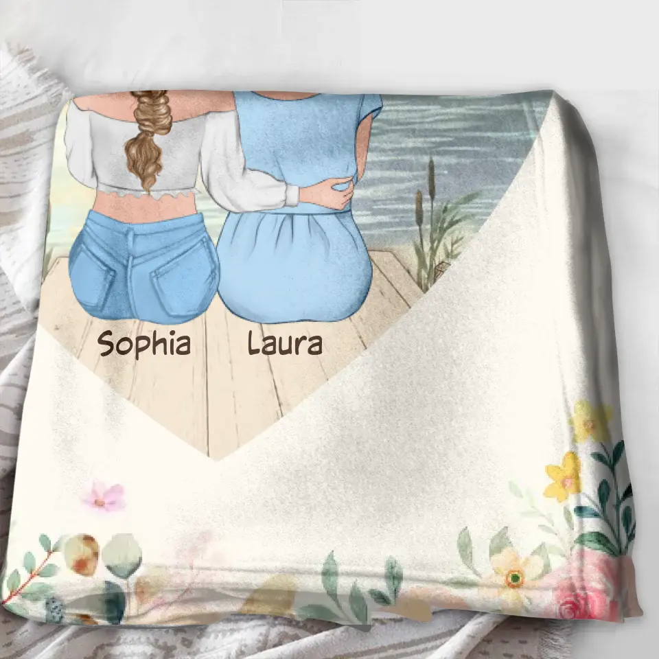 Personalized Mom & Daughter Quilt/Fleece Throw Blanket - Mother's Day Gift Idea To Mom - Mother & Daughter Forever Linked Together
