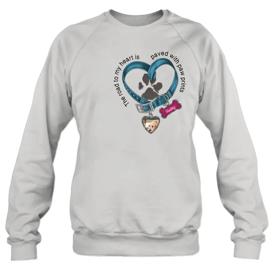 Personalized Dog Remembrance T-shirt/Hoodie - Gift Idea For Dog Lover/Mother's Day/Father's Day - The Road To My Heart Is Paved With Paw Prints