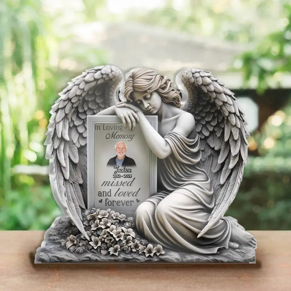 Personalized Memorial Angel Acrylic Plaque - Memorial Gift Idea For Family Member - Upload Photo - In Loving Memory