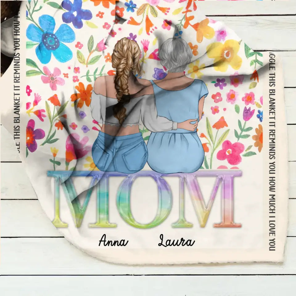 Personalized Mom & Daughter Quilt/Fleece Throw Blanket - Mother's Day Gift Idea To Mom - Up to 4 Daughters - How Much We Love You