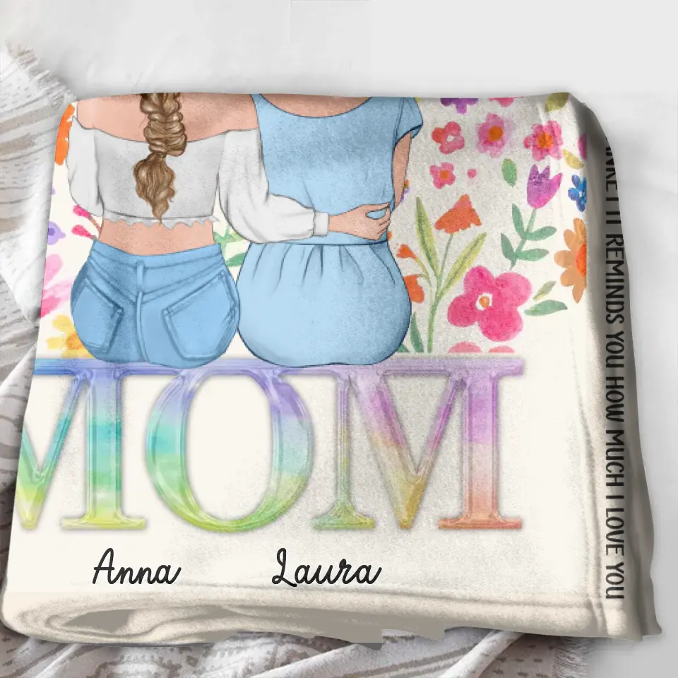 Personalized Mom & Daughter Quilt/Fleece Throw Blanket - Mother's Day Gift Idea To Mom - Up to 4 Daughters - How Much We Love You