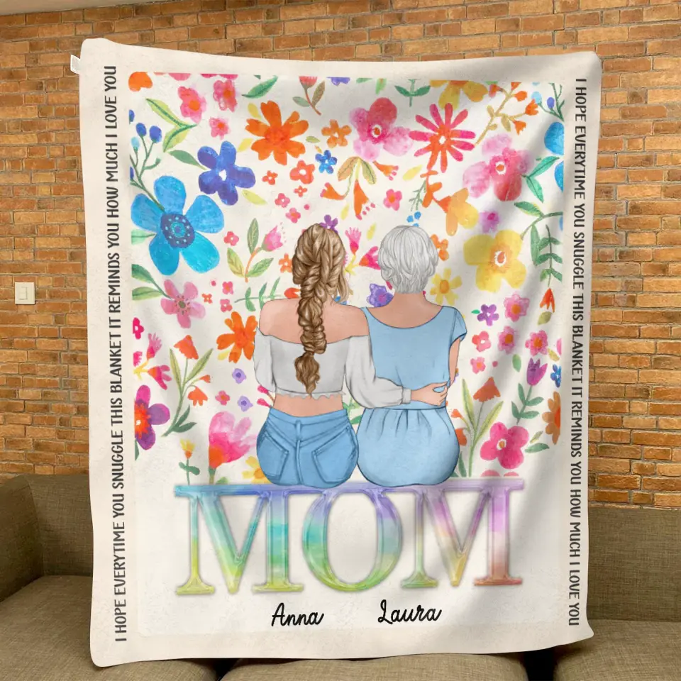 Personalized Mom & Daughter Quilt/Fleece Throw Blanket - Mother's Day Gift Idea To Mom - Up to 4 Daughters - How Much We Love You