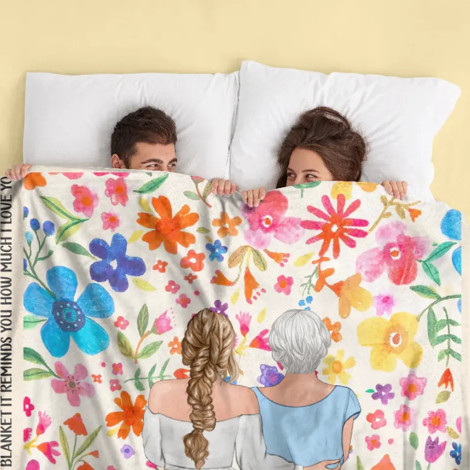 Personalized Mom & Daughter Quilt/Fleece Throw Blanket - Mother's Day Gift Idea To Mom - Up to 4 Daughters - How Much We Love You