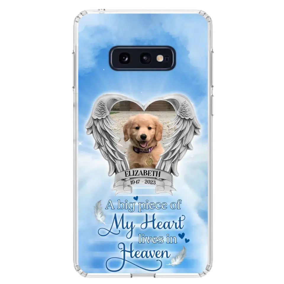 Custom Personalized Memorial Phone Case - Upload Photo - Memorial Gift Idea For Family Member/ Pet Owner - A Big Piece Of My Heart Lives In Heaven - Case For iPhone And Samsung