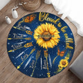 Personalized Sunflower Round Rug - Mother's Day Gift for Grandma/Mom - Up to 6 Kids