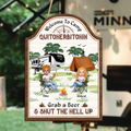 Personalized Camping Wooden Sign - Best Gift For Camping Lovers/Friends - Up to 7 Friends - Welcome To Camp Quitcherbitchin