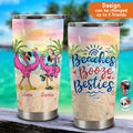Personalized Beach Besties Tumbler - Gift Idea For Besties/Friends/Beach Lovers - Up to 5 Flamingos - Beach In Their Souls