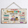 Personalized Sewing Grandma Door Sign - Mother's Day Gift Idea Grandma/Sewing Lovers - Sewing Room Thou Shalt Not