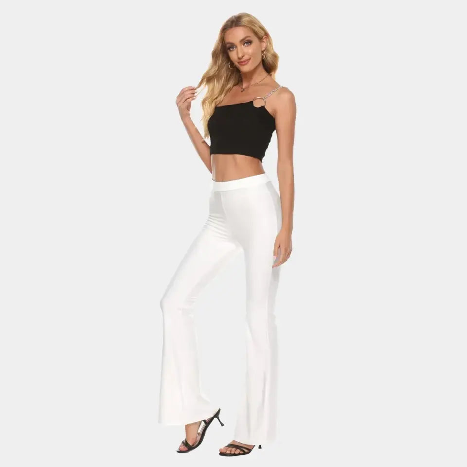 Women's Cat Print Flare Pants High Waisted Yoga Trousers - Image 7
