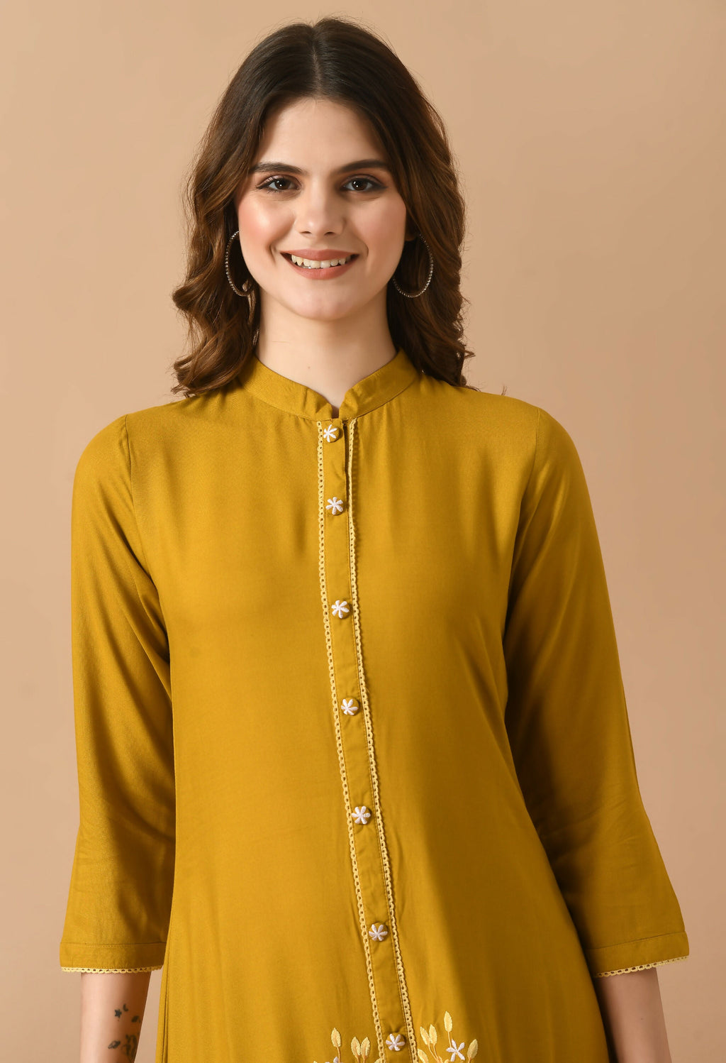 Mustard Cotton Rayon Kurta Set - Breathable 2-Piece Ethnic Wear