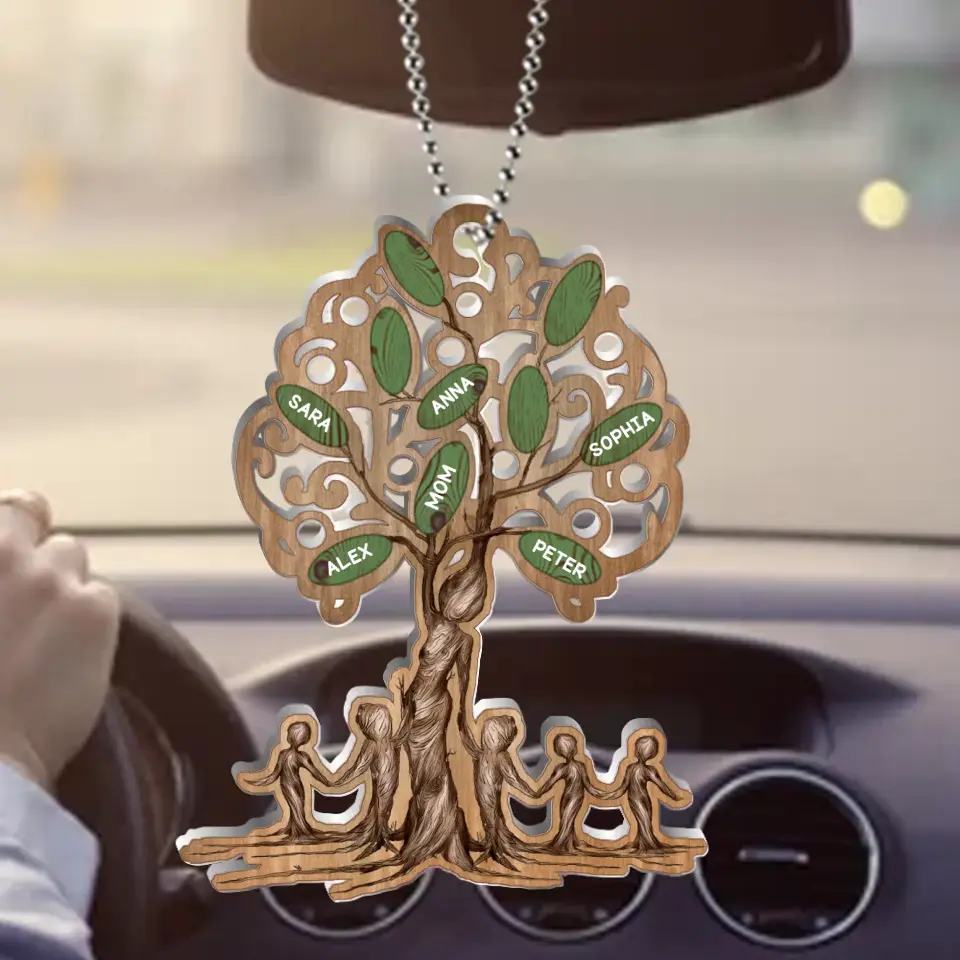 Personalized Tree Of Life Mom Aluminum Car Ornament - Mom With Up to 5 Children - Mother's Day Gift For Mom