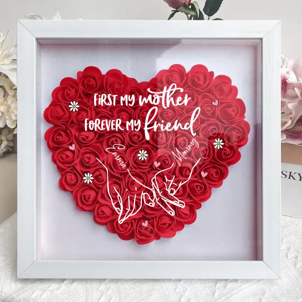 Personalized Mother & Daughter Flower Shadow Box - Mother's Day Gift Idea - First My Mother Forever My Friend