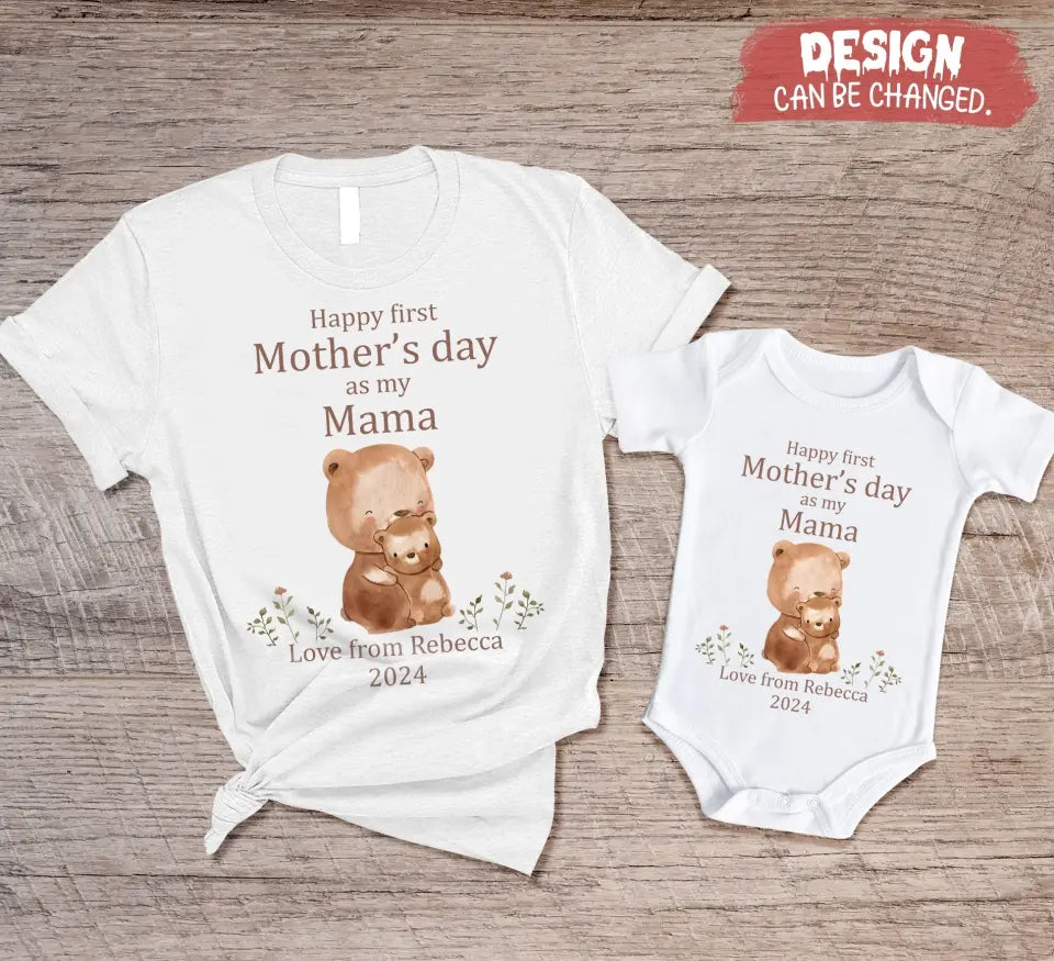 Personalized Happy First Mother's Day Shirt/Baby Onesie - Gift Idea For Mom/Grandma/Baby/Mother's Day