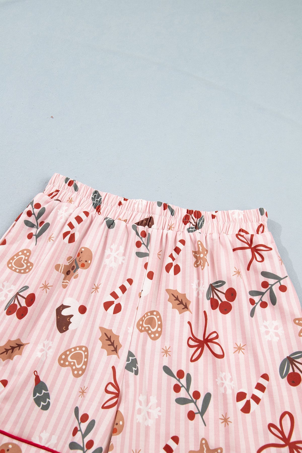 Christmas Stripe Buttoned Top & Shorts Pajama Set
