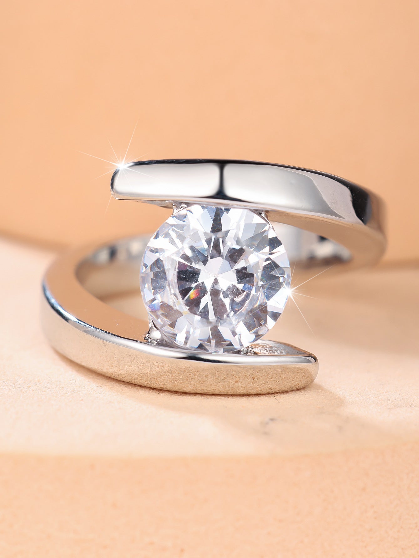 Minimalist High-end Double-band Diamond-inlaid Ring Decorative Ring