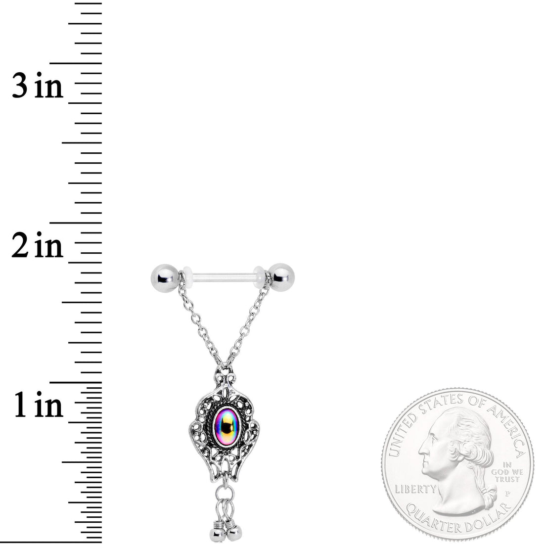 14G Aurora Orb Victorian Virtue Dangle Barbell Nipple Ring Set