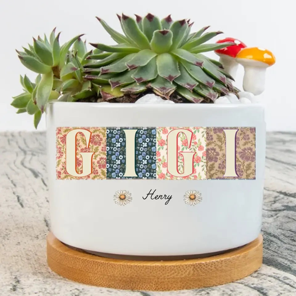 Personalized Floral Mama Grandma Plant Pot - Mother's Day Gift Idea - Up to 12 Kids