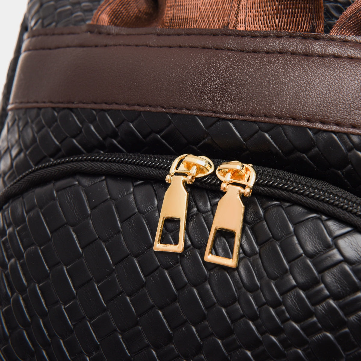 Woven Texture PU Leather Backpack Convertible Shoulder Bag