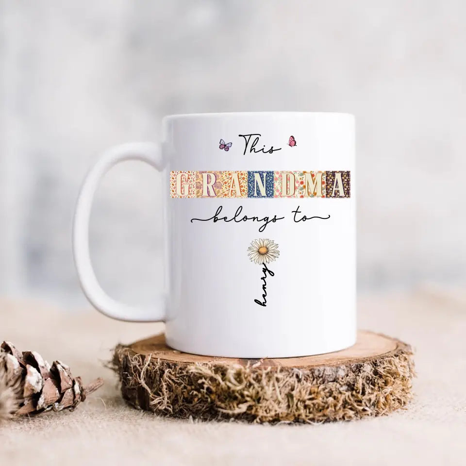 Personalized Flower Coffee Mug - Up to 8 Kids - Mother's Day Gift Idea for Grandma/Mom - This Mom/Grandma Belongs To