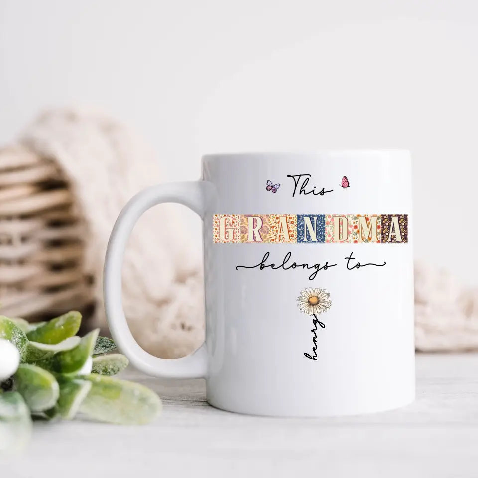 Personalized Flower Coffee Mug - Up to 8 Kids - Mother's Day Gift Idea for Grandma/Mom - This Mom/Grandma Belongs To