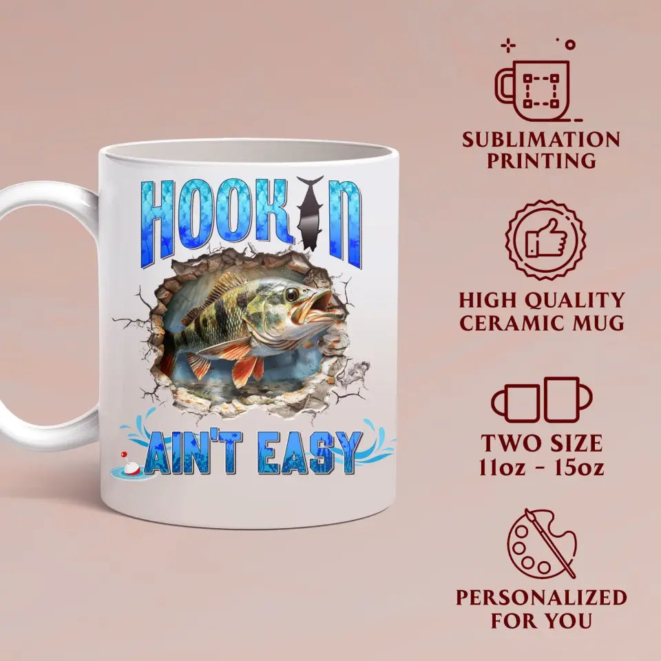 Personalized Fishing Largemouth Bass Break Through Wall Coffee Mug - Gift Idea For Fishing Lover/Father's Day/Birthday - On Weekends I Hook Up With Big Girls Who Swallow