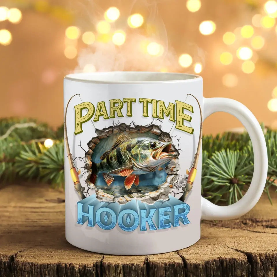 Personalized Fishing Largemouth Bass Break Through Wall Coffee Mug - Gift Idea For Fishing Lover/Father's Day/Birthday - On Weekends I Hook Up With Big Girls Who Swallow