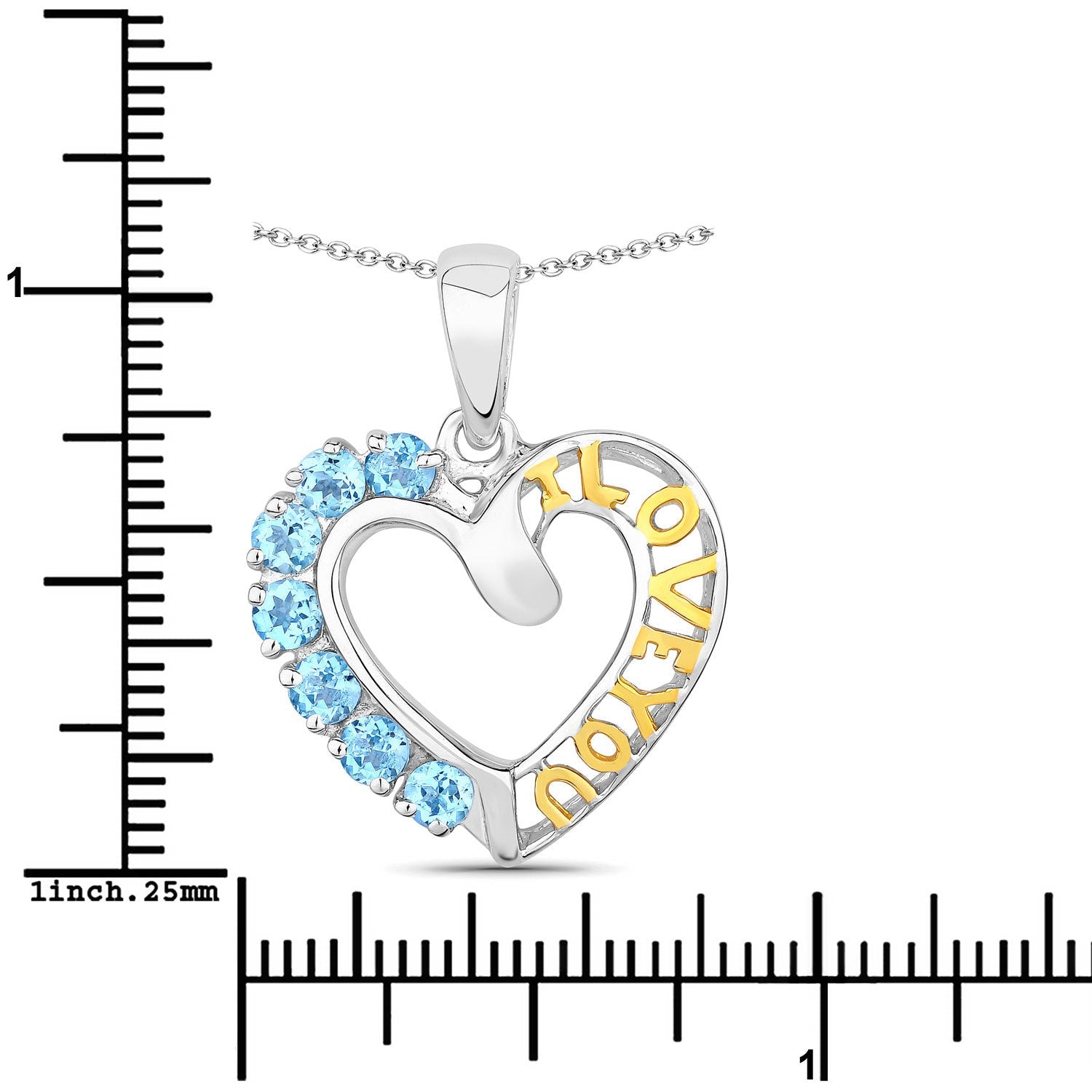 0.84 Carat Genuine Swiss Blue Topaz .925 Sterling Silver Pendant