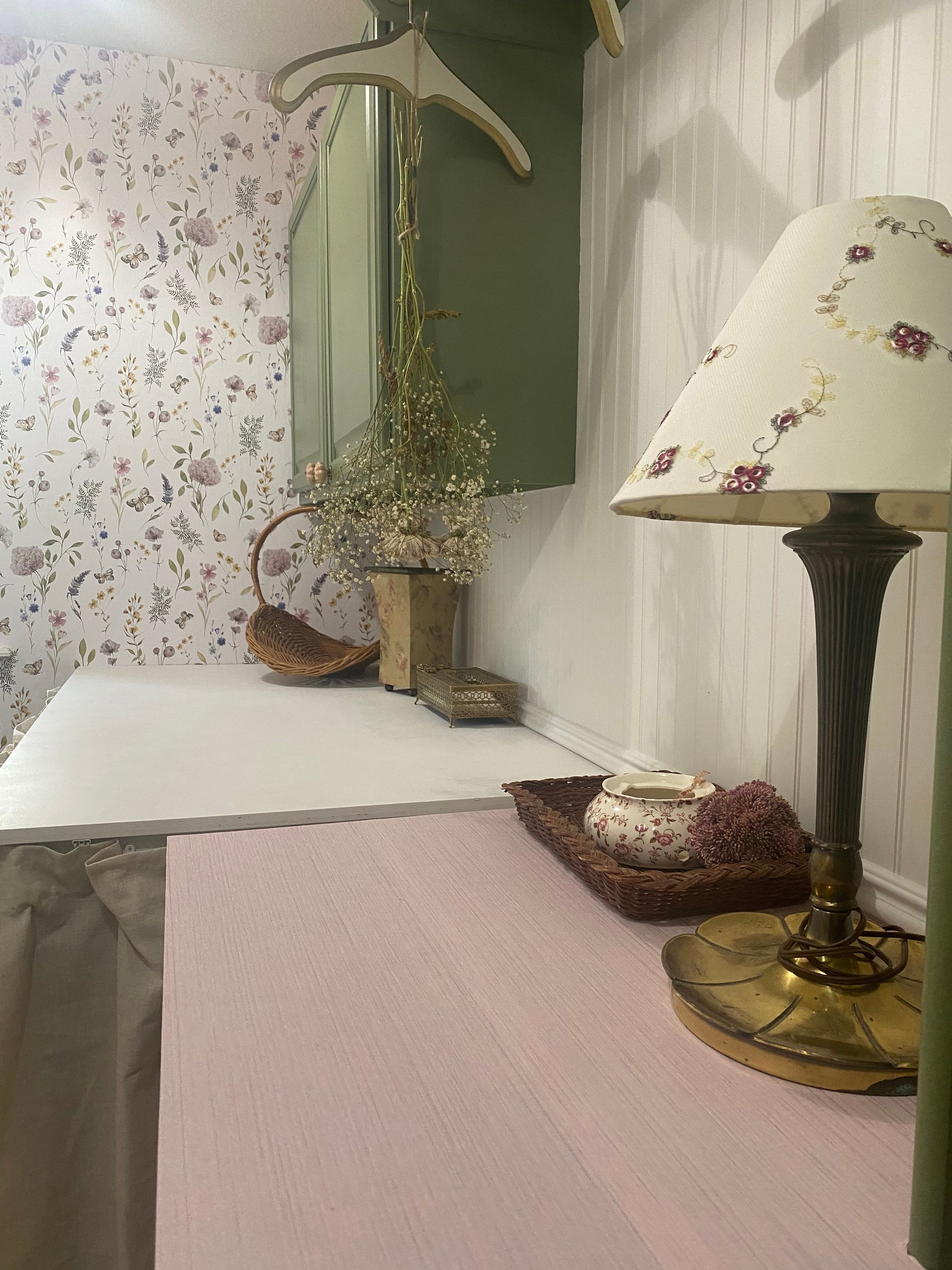 Valerie Floral Wallpaper in Sage-Green, Blush-Pink & Lavender