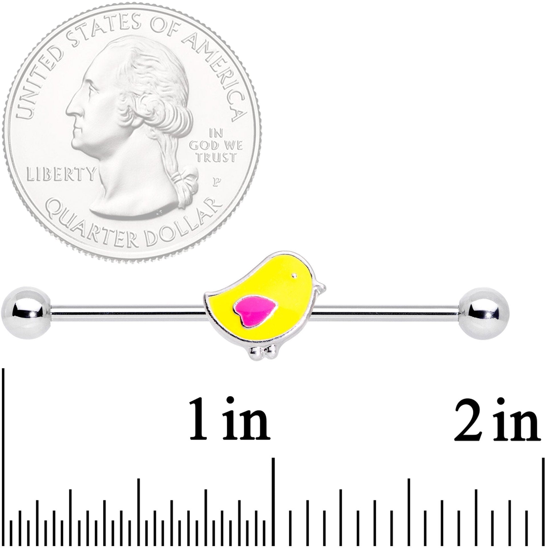 14G Yellow Easter Chick Industrial Barbell 38mm