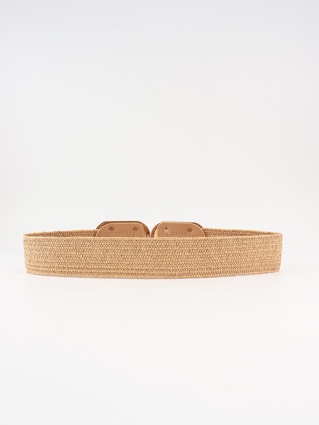 Wide Braid Stretch Belt with Statement Buckle in Sage Green