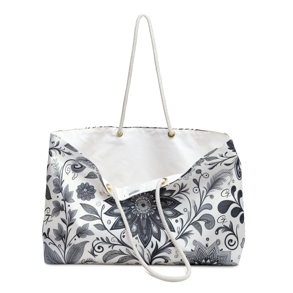Floral Print Weekender Bag Large Travel Tote for Beach and Gym