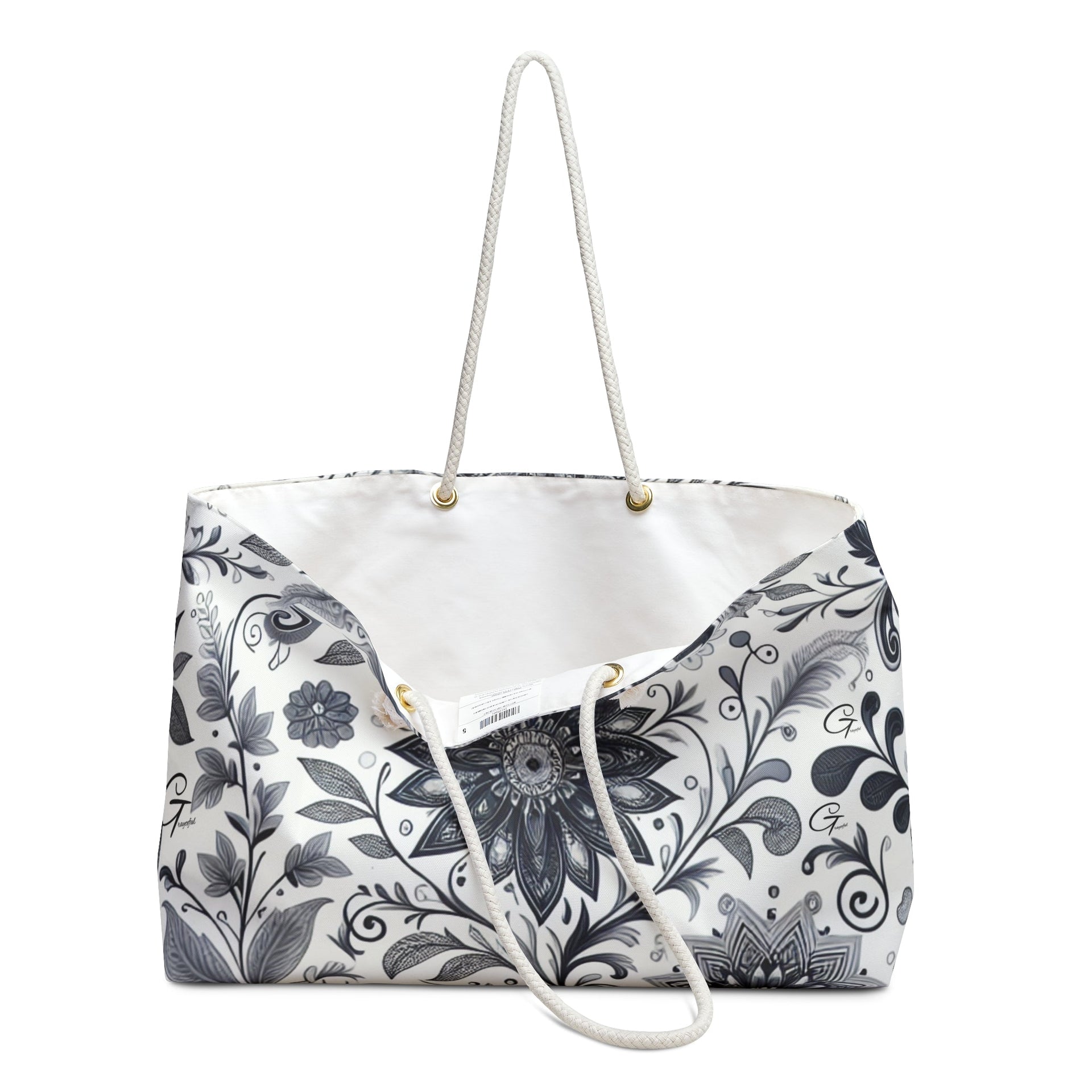 Floral Print Weekender Bag Large Travel Tote for Beach and Gym