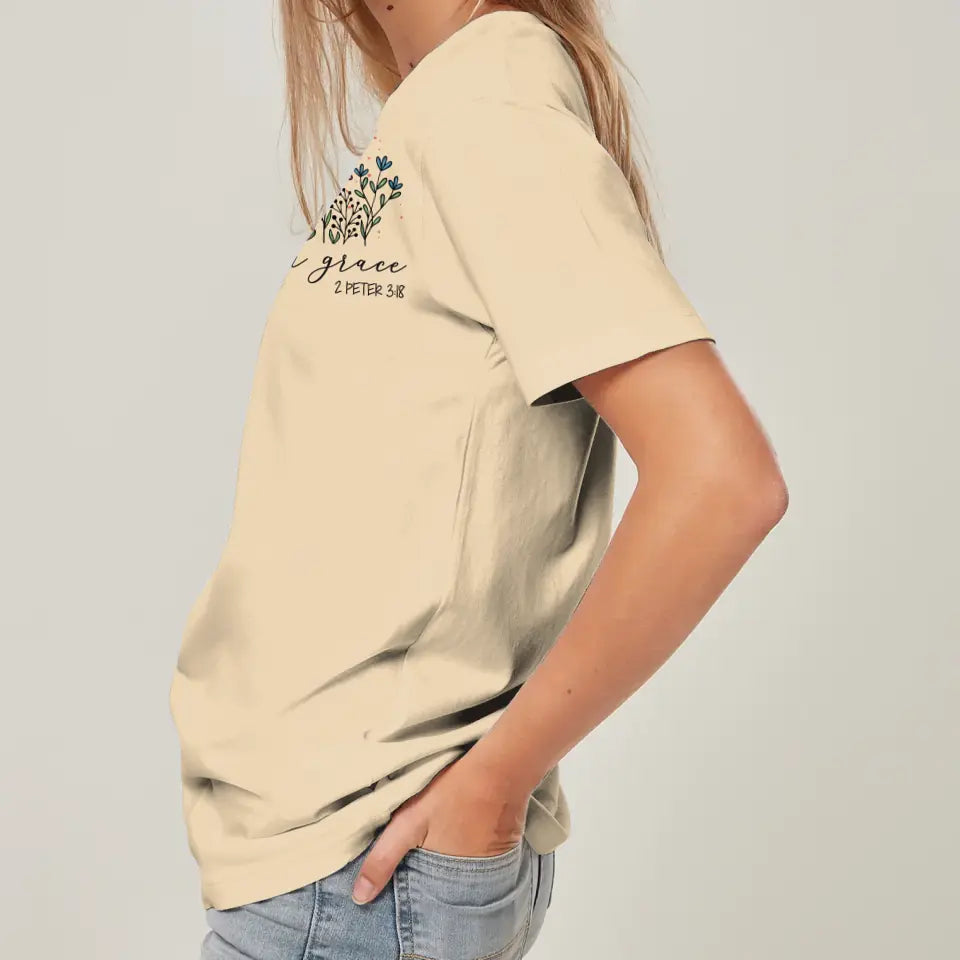 Women of the Bible Floral T-Shirt Grow in Grace Graphic Tee