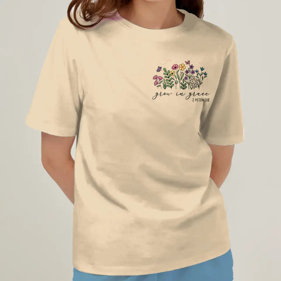Women of the Bible Floral T-Shirt Grow in Grace Graphic Tee