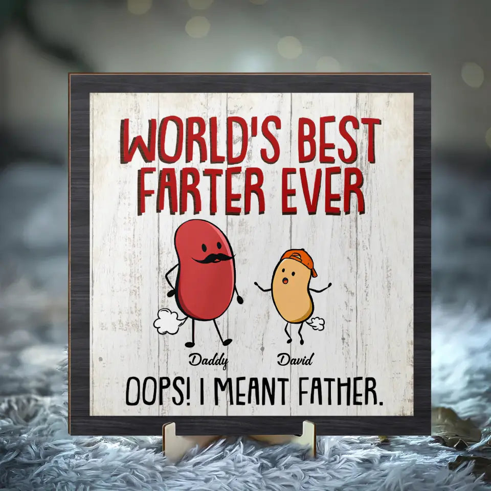 Personalized Dad 2 Layered Wooden Art - Up to 6 Kids - Funny Gift Idea for Father's Day - World's Best Farter Ever