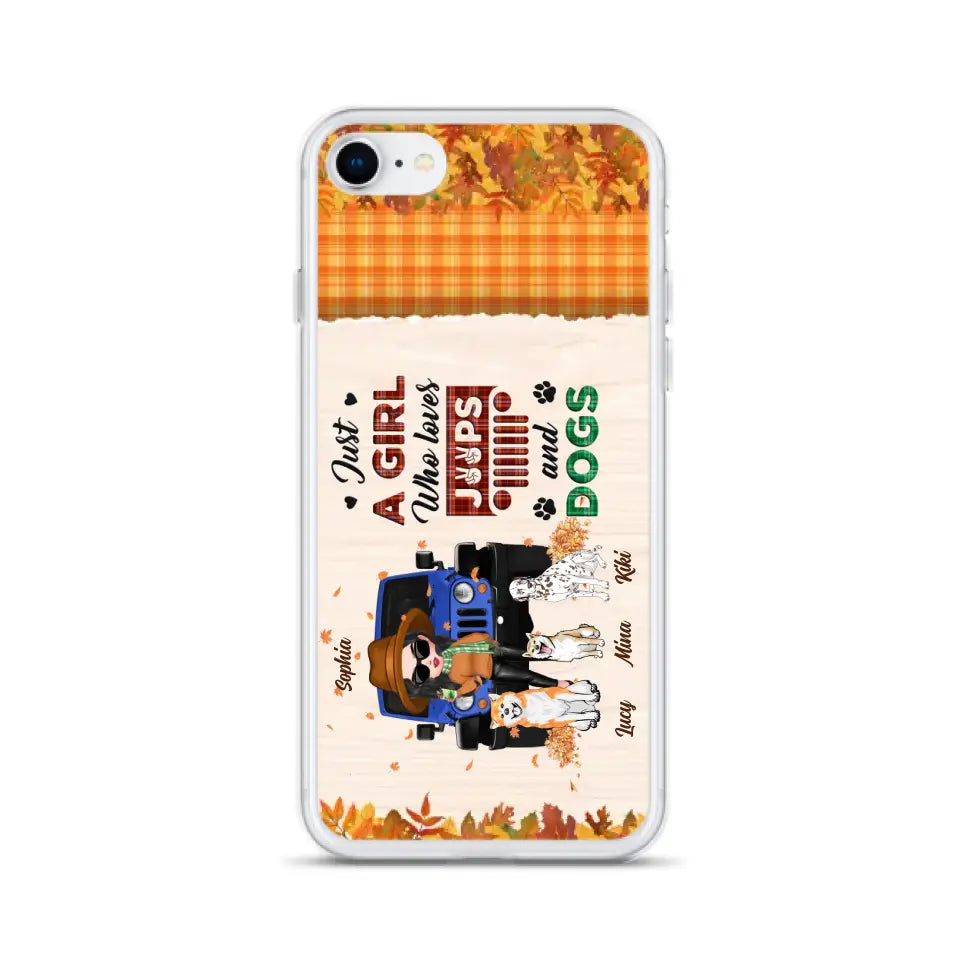 Personalized Off-road Autumn Girl Phone Case - Gift Idea For Girl/Dog Lovers - Up to 3 Dogs - Case For iPhone/Samsung