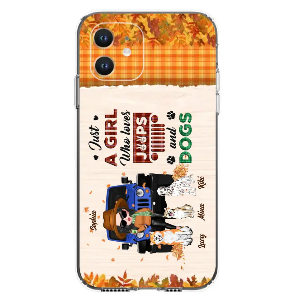 Personalized Off-road Autumn Girl Phone Case - Gift Idea For Girl/Dog Lovers - Up to 3 Dogs - Case For iPhone/Samsung