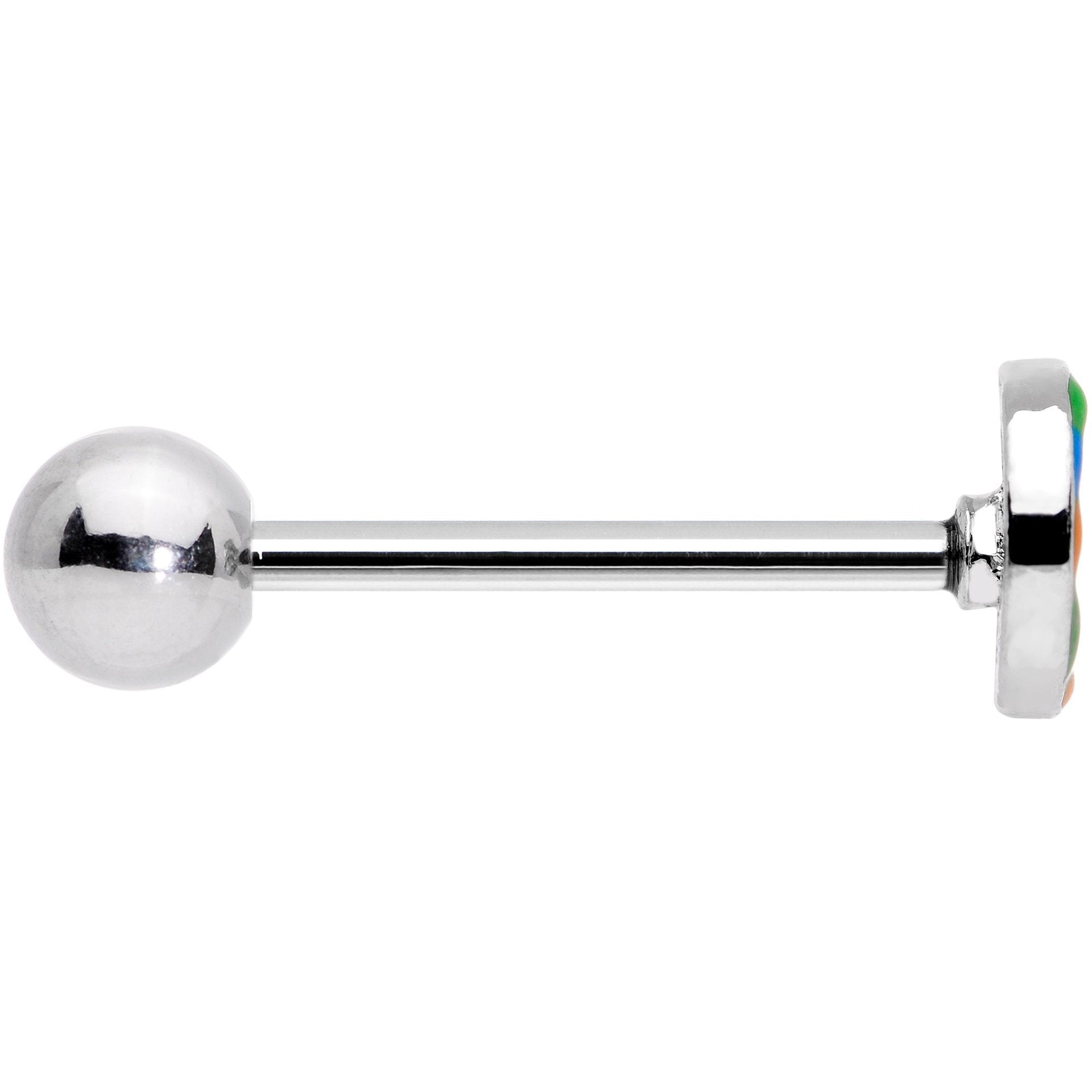 Hippie Rainbow Peace Sign Barbell Tongue Ring