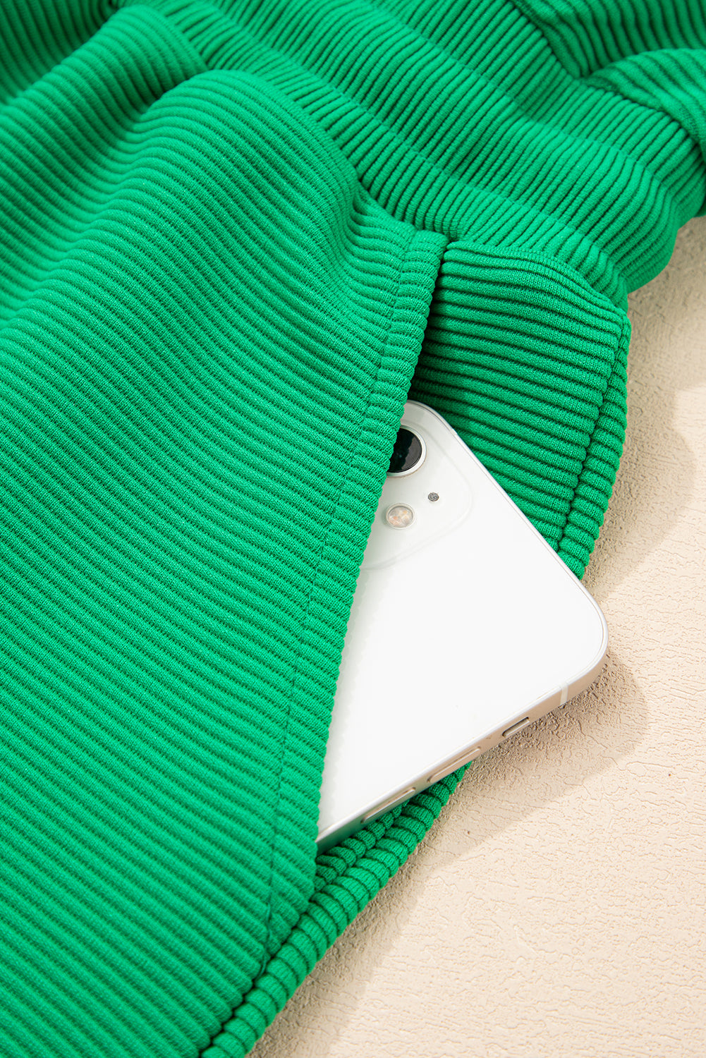 Bright Green Textured Short Sleeve Half Zip Romper