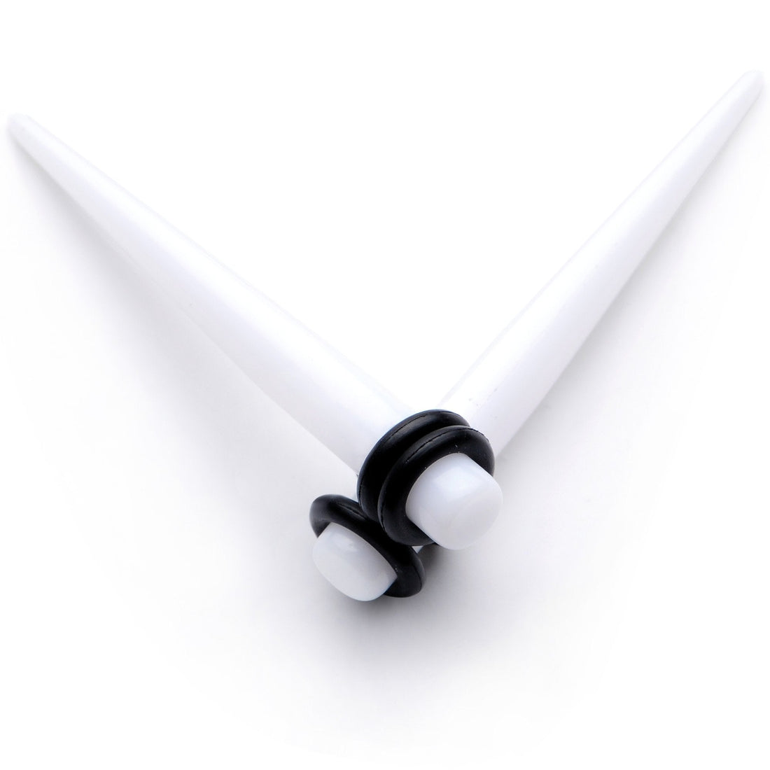 White Acrylic Straight Taper Set Available in Sizes  14G to 00G
