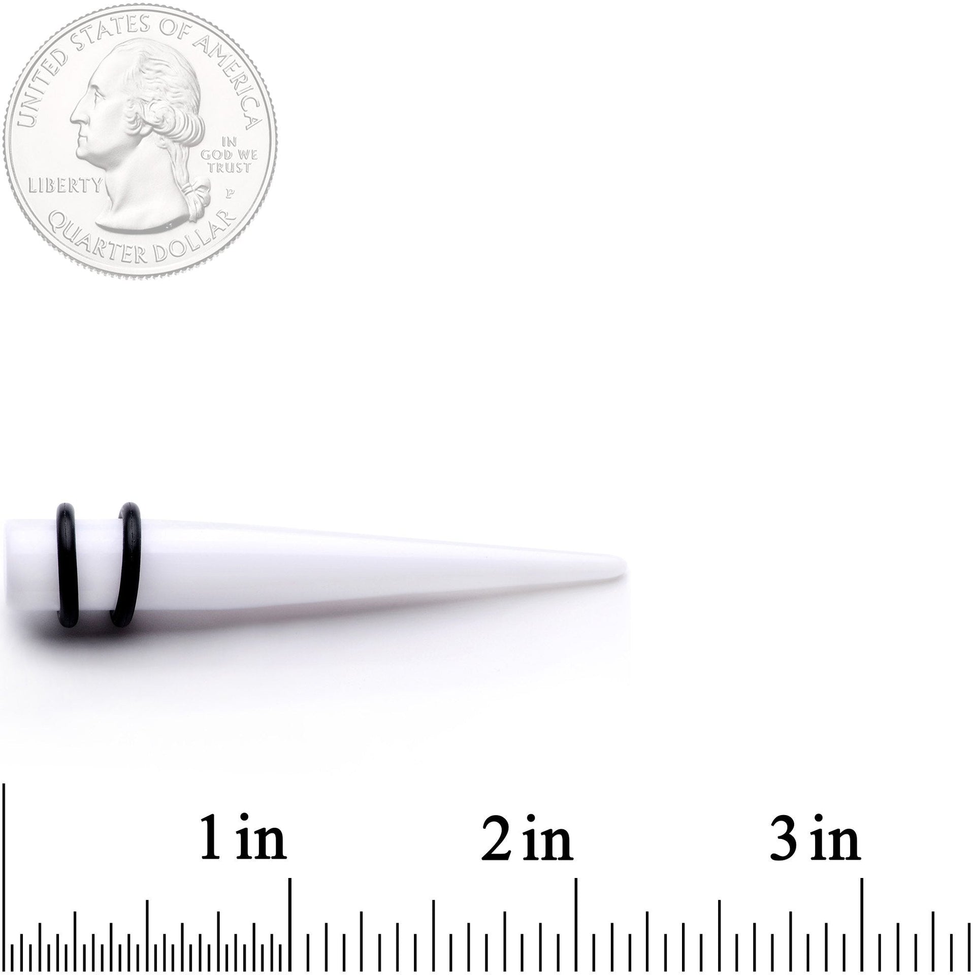 White Acrylic Straight Taper Set Available in Sizes  14G to 00G