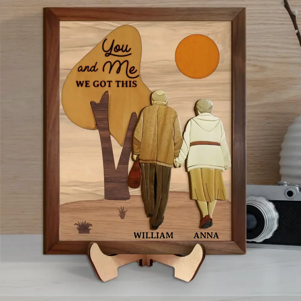 Personalized Old Couple 2 Layered Wooden Art - Gift Idea For Couple/Him/Her/Parents - Anniverary Gift - You And Me We Got This