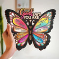Personalized Butterflty Wooden Art - Christian Gifts For Women - Faith Inspirational Gifts For Mom/Daughter/Sister/Friend - God Says You Are