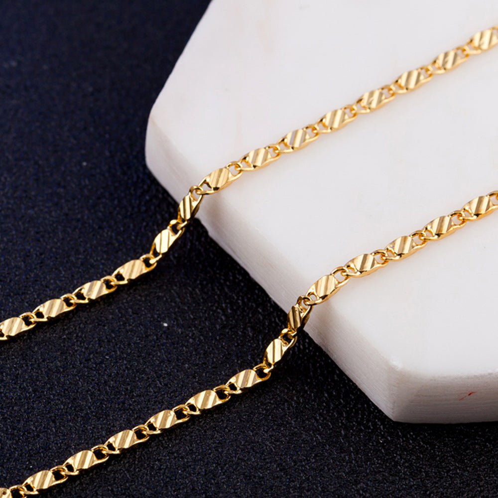 Fashion Short Gold Plated 2mm Flat Chain