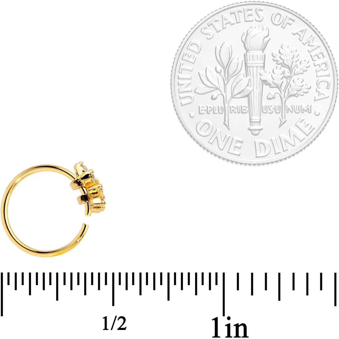 20G 5/16 Clear CZ Gem Gold Plated Tiny Triangle Nose Hoop