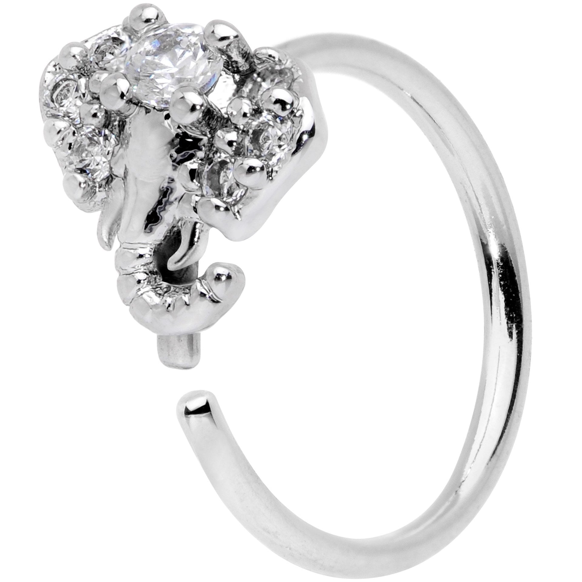 20G 5/16 Clear Gem Enticing Elephant Nose Hoop