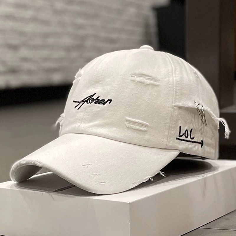 Distressed Tie-Dye Letter Print Cap - Women’s Cotton Streetwear Hat
