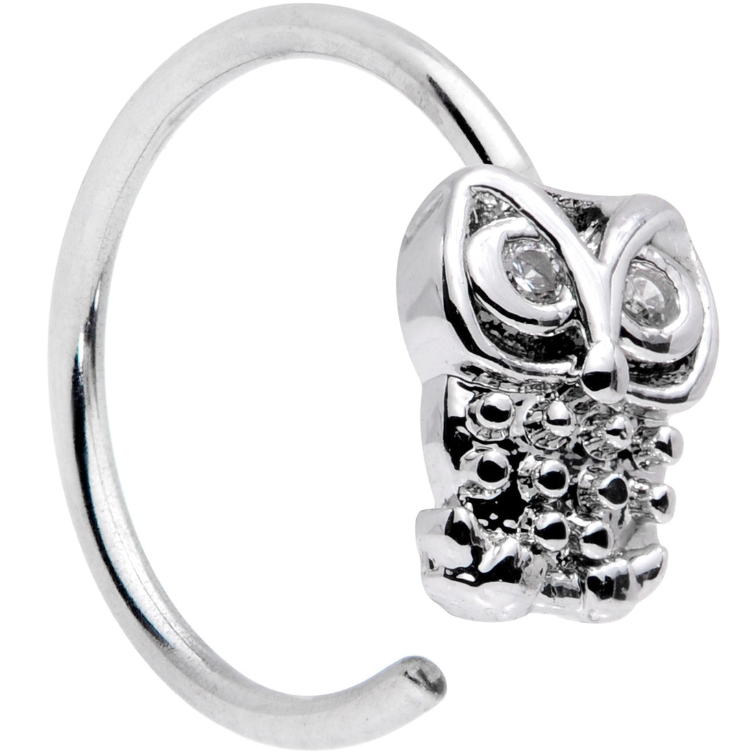 20G 5/16 Clear CZ Gem All About Owl Nose Hoop