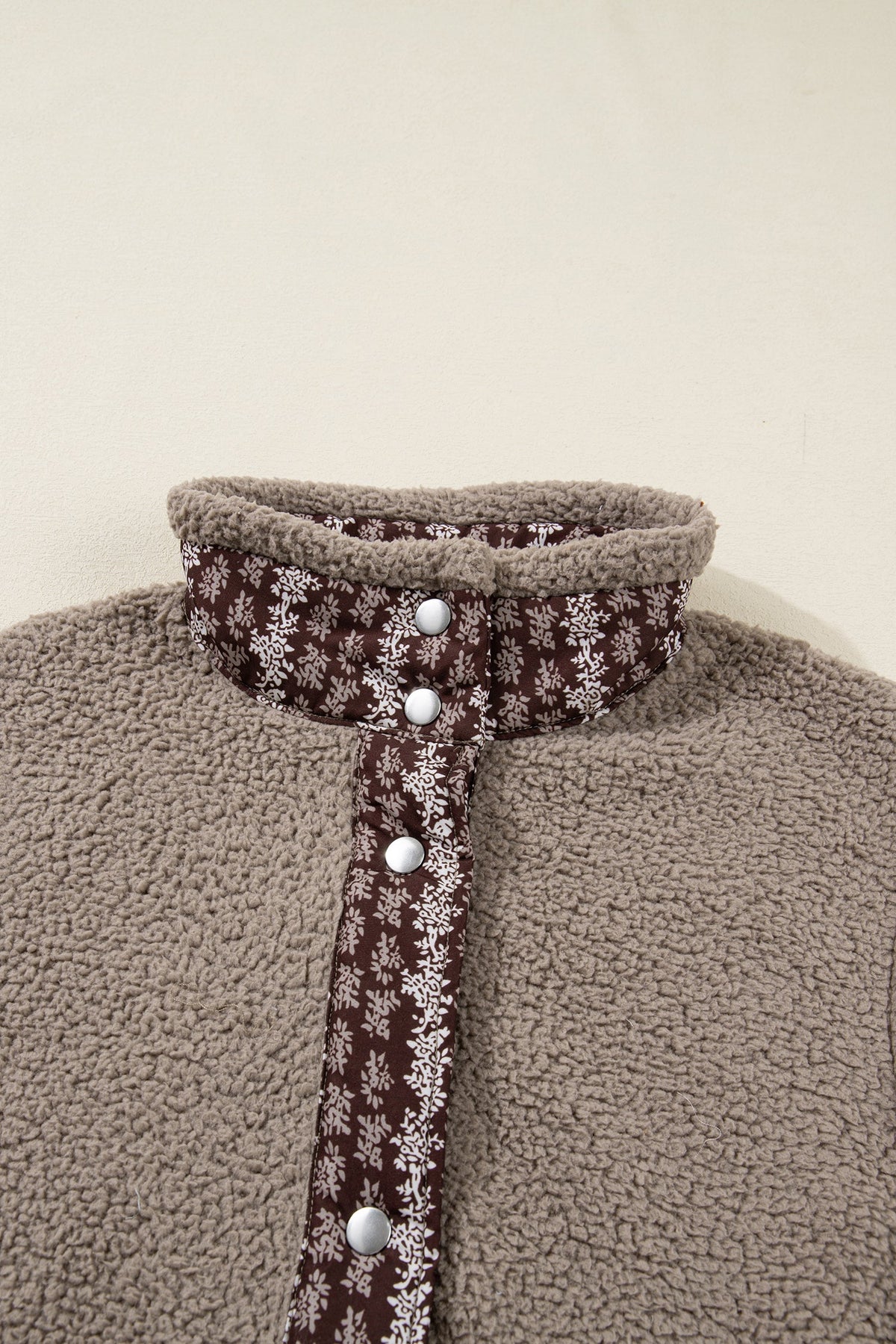 Floral Contrast Trim Fleece Side Bow Tie Vest